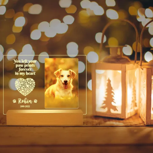 Vista 6 de Regalos conmemorativos personalizados para perros por pérdida de perro, regalos conmemorativos para mascotas para perros y gatos, placa fotográfica