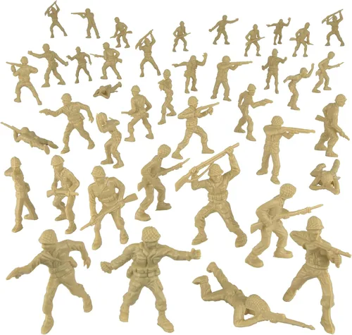 Vista 4 de BMC Classic Tan Plastic Army Men - 40 figuras de soldado de la Segunda Guerra Mundial - Fabricado en Estados Unidos Bronceado