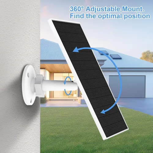 Vista 4 de Panel solar para cámara Eufy al aire libre, cargador de panel solar de cámara de 5 W compatible con Eufycam, fuente de alimentación continua, panel