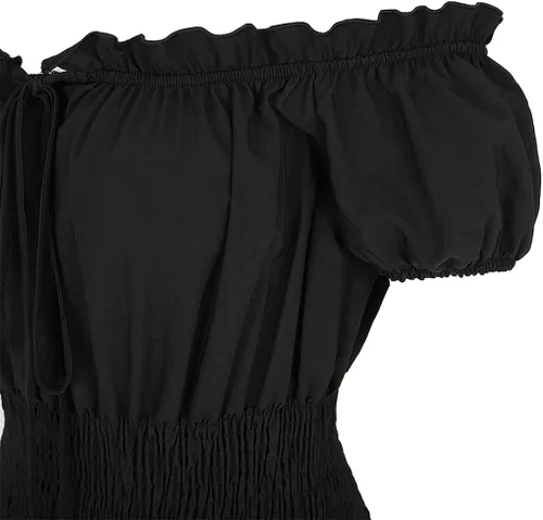 Vista 5 de Lehauya Disfraces renacentistas para mujer, medievales, pirata, campesina, vestido bohemio con cintura fruncida