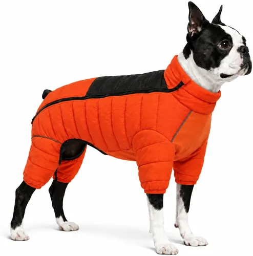 Vista 26 de Suéter para Perro ArmyGreen, Resistente al Viento, Reflectante - Chaqueta de Invierno Dirigible para S, M, L - Cremallera, Tallas Ajustables Verde