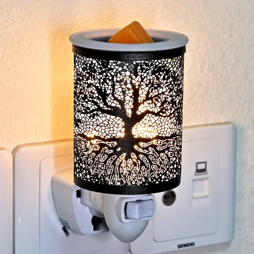 Vista 2 de ASAWASA - Calentador de cera enchufable de metal con revestimiento de silicona de 1 pieza, quemador de cera eléctrico, calentador de fragancias