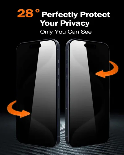 Vista 3 de chubbycable ChubbyShield Ultra - Protector de pantalla de privacidad para iPhone 15, 2 unidades, protector de pantalla antiespía con caja