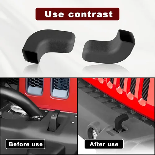 Vista 4 de 2 fundas de gancho de remolque para parachoques, protector de gancho de remolque negro, compatible con Jp Wrangler JK JL Gladiator TJ, Jp Wrangler