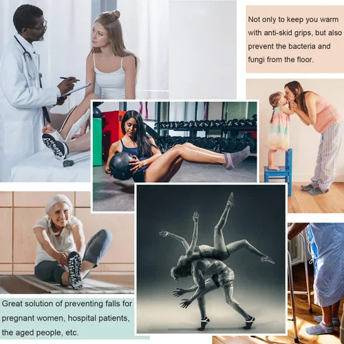 Vista 18 de Muezna Calcetines de yoga antideslizantes para mujer, antideslizantes, para pilates, barras, calcetines de hospital con agarres, talla 5-10