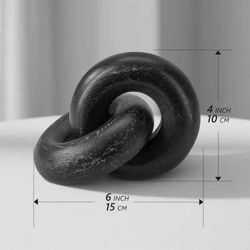 Vista 6 de EOSAHR Escultura Moderna de Nudo de Madera de Pino – Elegante Decoración de Cadena de Madera de 2 Eslabones para Mesa de Café, Estantería y Mesa