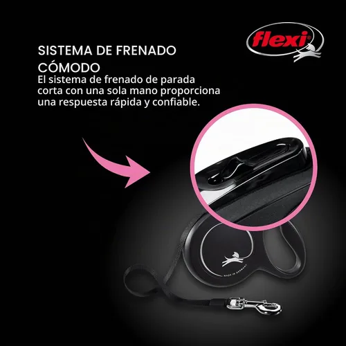 Vista 4 de FLEXI Correa Retráctil New Classic Cord para Perros Extra Pequeños de hasta 18 libras – 10 pies, Negro Correa para Caminar Mascotas Sin Enredos