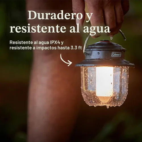 Vista 6 de Linterna LED recargable Coleman Classic 800L, linterna resistente a impactos y al agua con asa de mosquetón y puertos de carga, ideal para acampar