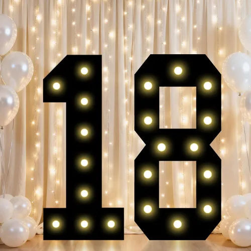 Vista 10 de Pooqla - Números iluminados negros, decoraciones de cumpleaños 50 para hombres Number 50