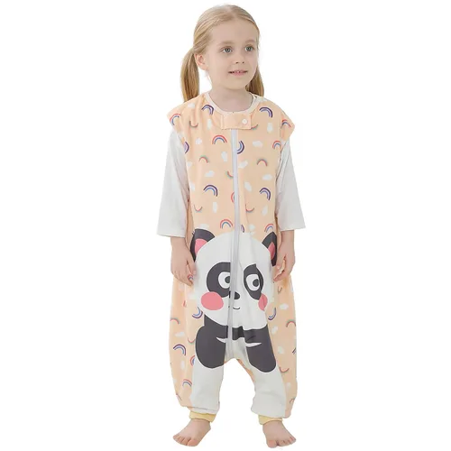 Vista 11 de MICHLEY - Saco de dormir para niños pequeños con pies, recién nacidos, bebés sin mangas, saco de dormir con cremallera de 2 vías, manta portátil Oso