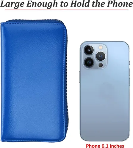 Vista 5 de Easyoulife Cartera de cuero genuino para mujer con tarjetero RFID seguro 36 ranuras