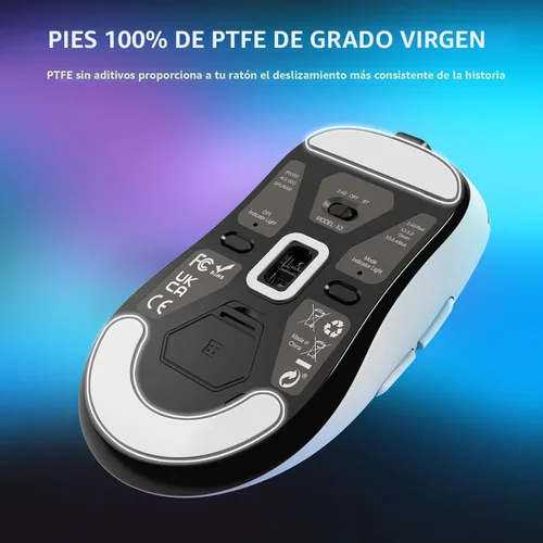 Vista 6 de ATTACK SHARK X3 - Mouse inalámbrico para juegos, mouse ergonómico de computadora de 1.49 onzas, triple modo PAW3395 sensor óptico de 26 K DPI