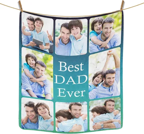 Vista 26 de Regalos personalizados de cumpleaños para el Día del Padre, para papá, abuelo, hombres, manta personalizada con fotos para mi papá, regalos de hija