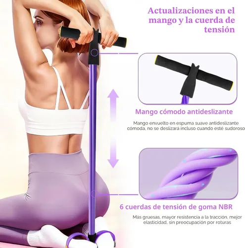 Vista 3 de Pedal Resistance Band with Handle, Upgraded 6-Tube Exercise Bands