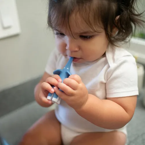 Vista 10 de Dr. Brown's Cepillo de dientes para bebés y niños pequeños, elefante, azul, 0-3 años