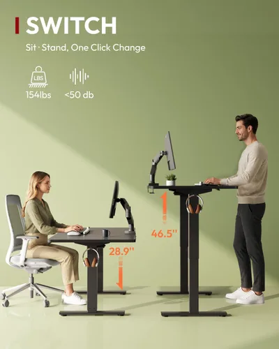 Vista 2 de SANODESK Escritorio eléctrico ergonómico ajustable de altura grande de 63 x Marco extendido negro/parte superior negra