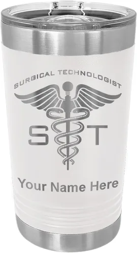 Vista 20 de LaserGram Vaso de pinta aislado al vacío de 16 onzas, ST Surgical Technologist, grabado personalizado incluido (negro)