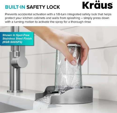Vista 9 de KRAUS CleanMate Enjuagadora de Vasos para Lavabo de Cocina en Acabado de Color Negro Mate, KGR-500MB