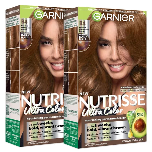 Vista 11 de Garnier Nutrisse Ultra Color - Crema nutritiva para el cabello, BR2, color borgoña intenso oscuro (Passion Fruit), tinte permanente para el cabello