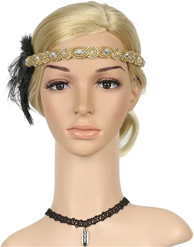Vista 3 de Art Deco 1920 Flapper Feather Headpiece Roaring 20s Great Gatsby Headband para mujer