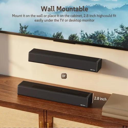 Vista 12 de Barra de sonido, BESTISAN Barra de sonido de 50 vatios con HDMI, óptico, AUX, USB, salida de subgraves y conexión Bluetooth, DSP, bajo ajustable, 16