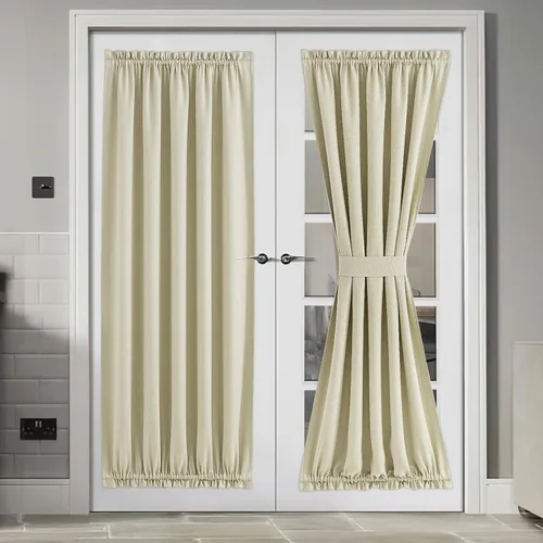 Vista 107 de NICETOWN Cortinas de Lino para Puerta Lateral - Cortinas Opacas con Aislamiento Térmico para Puerta Delantera Francesa para Sombra Pequeña