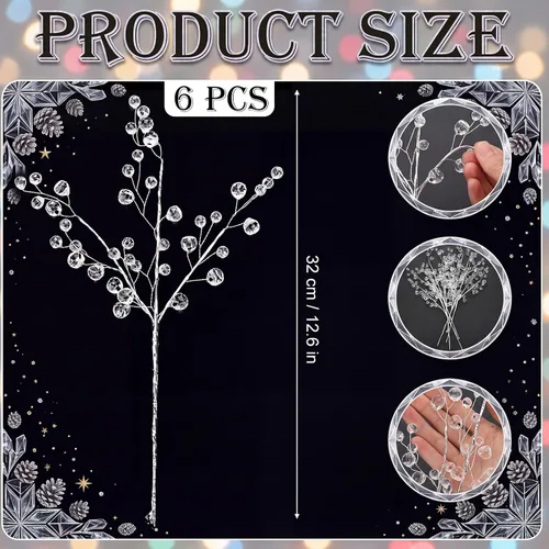 Vista 2 de Yinkin 6 Pcs 12.6" Crystal Picks for Christmas Tree Gem Decorations