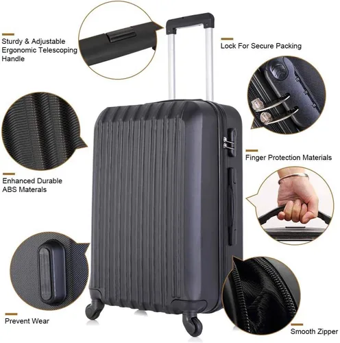 Vista 5 de Juego de 4 piezas de equipaje con ruedas giratorias Maleta de viaje rígida y ligera 16" 20" 24" 28