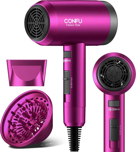 Vista 14 de Secador de pelo, secador de pelo CONFU con difusor, secador de pelo profesional 21000PRM, secador de pelo iónico negativo portátil ligero de secado