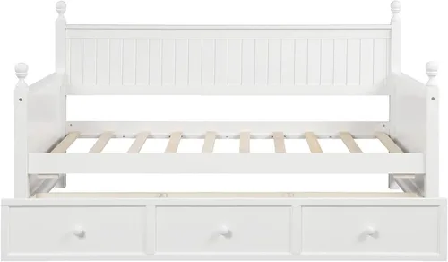 Vista 6 de Harper & Bright Designs Sofá cama de madera con tres cajones inseparables, marco de sofá cama de tamaño individual, estilo moderno para dormitorio
