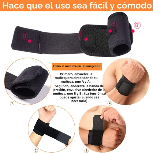 Vista 3 de Muñequera, paquete de 2 muñequeras para túnel carpiano para mujeres y hombres. Correas de muñeca para levantamiento de pesas, entrenamiento y alivio