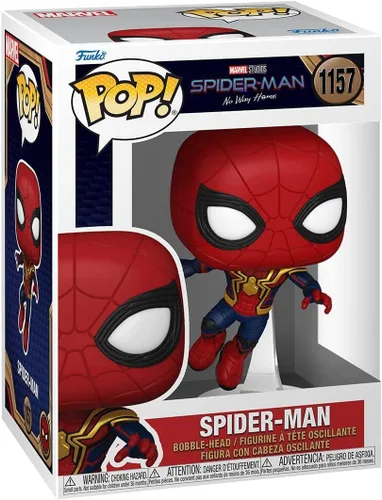 Vista 2 de POP Marvel: Spider-Man: No Way Home - Figura de vinilo Funko #1157 de Spider-Man Leaping # 1157 (con funda protectora de caja compatible)