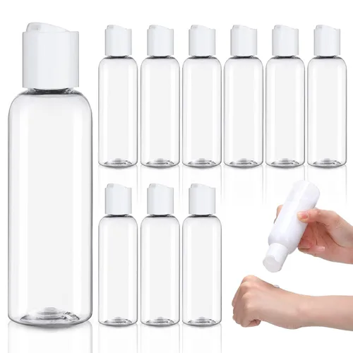 Vista 10 de Zubebe 36 piezas de botellas de viaje de plástico con tapa de disco abatible vacía, contenedores de viaje flexibles recargables para champú