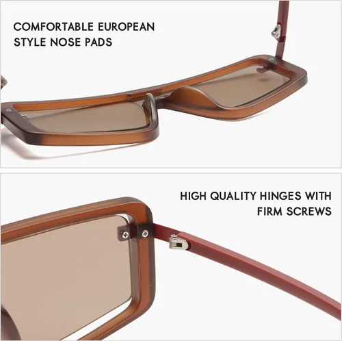 Vista 4 de Gafas de sol cuadradas retro de gran tamaño para mujeres y hombres, gafas de sol de moda AR82157