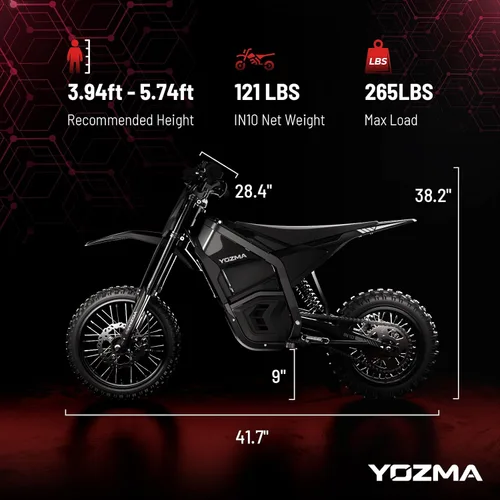 Vista 7 de Yozma IN10 bicicleta eléctrica de la suciedad, motocicleta eléctrica de Negro