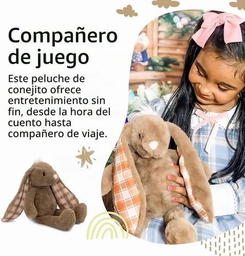 Vista 2 de Peluche de Pascua, peluche de conejo de Pascua de 14 pulgadas, conejo grande de peluche
