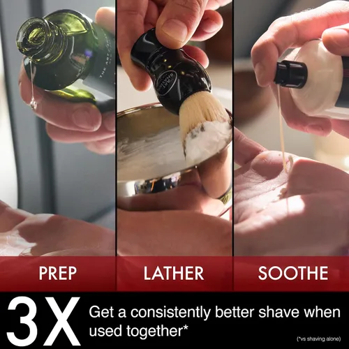 Vista 4 de The Art of Shaving Kit de prueba 4 en 1 de sándalo – Aceite de pre-afeitado, crema de afeitar, brocha de afeitar y bálsamo para después del afeitado