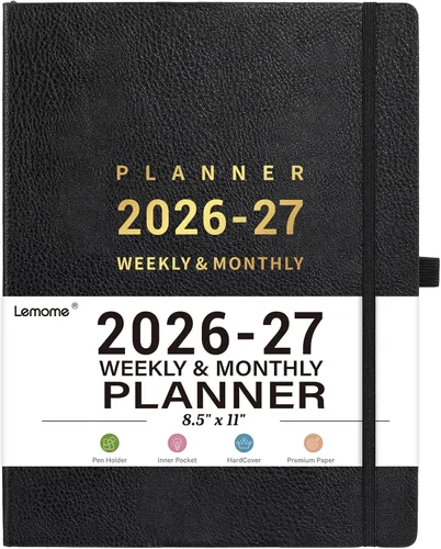 Vista 11 de Agenda 2026 – enero 2026 – diciembre 2026, 2026 planificador semanal y mensual, 8.5 x 11 pulgadas, soporte para bolígrafos, calcomanías