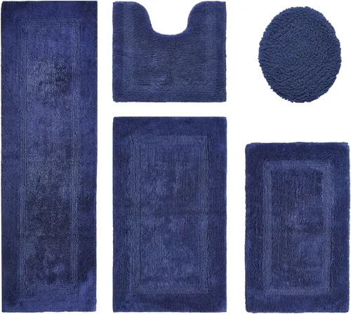 Vista 191 de Better Trends - Juego de 2 alfombras de baño 100% algodón, extra suaves, con borlas, de 17" x 24", alfombra de baño superabsorbente y reversible