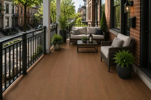 Vista 6 de d-c-fix Rollo de Suelo para Exteriores - Madera de Roble Marrón - 6' x 12', 72 pies cuadrados - Cubierta de Suelo Impermeable y para Todo Clima