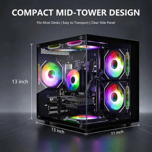 Vista 9 de PC para juegos preconstruida, RTX 3060 Ti 8GB, AMD Ryzen 7 5700X, 16 GB