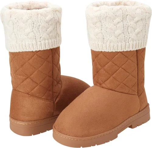 Vista 3 de bebe Botas de invierno para niñas - Botas de invierno tejidas acolchadas con forro de calcetín de puño giratorio niñoniña