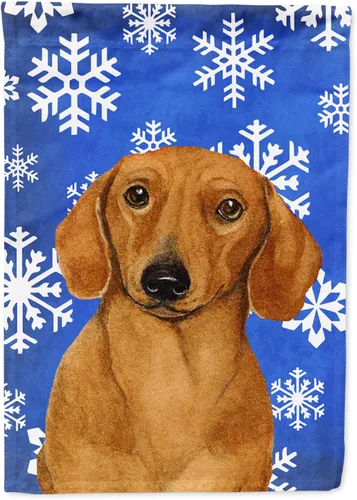 Vista 304 de Caroline's Treasures SC9374GF Bulldog English Snow flakes Holiday Garden Flag Buzón Bandera decorativa para patio exterior, patio, obras de arte