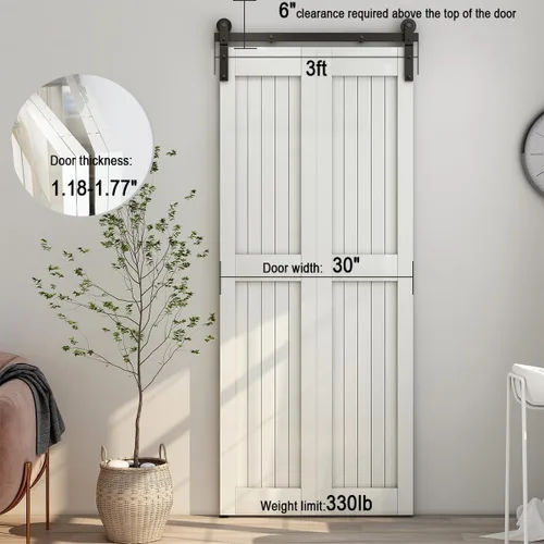 Vista 3 de CCJH Kit de riel deslizante para puerta de granero biplegable de 3.3 pies/39 pulgadas para 2 puertas, acero al carbono resistente