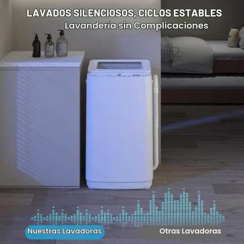 Vista 5 de Zynkez Lavadora portátil de 14 libras, lavadora portátil totalmente automática con 10 programas, 3 niveles de agua, bomba de drenaje, lavadora
