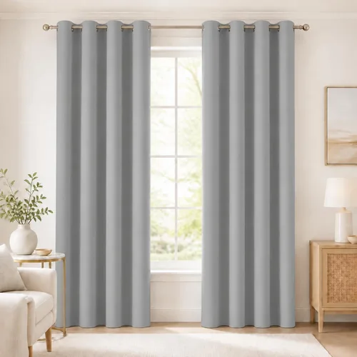Vista 10 de Deconovo Cortinas 100% opacas de 84 pulgadas de largo para dormitorio con Gris ceniza