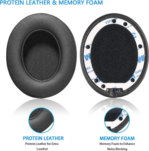 Vista 3 de Beats Studio 2.0 Almohadillas de repuesto para auriculares JECOBB con piel de proteína y espuma viscoelástica para Beats Studio 2 con Negro