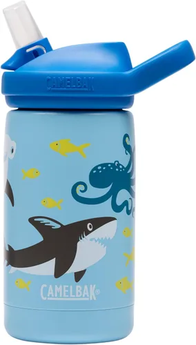 Vista 13 de CamelBak Eddy+ Kids - Botella de agua con válvula de mordida y pajita aislada de acero inoxidable, perros en bicicleta, 12 onzas