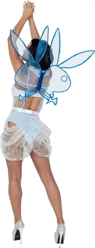 Vista 3 de Disfraz sexy de hada mística para mujer, fantasía de madrina con alas azules