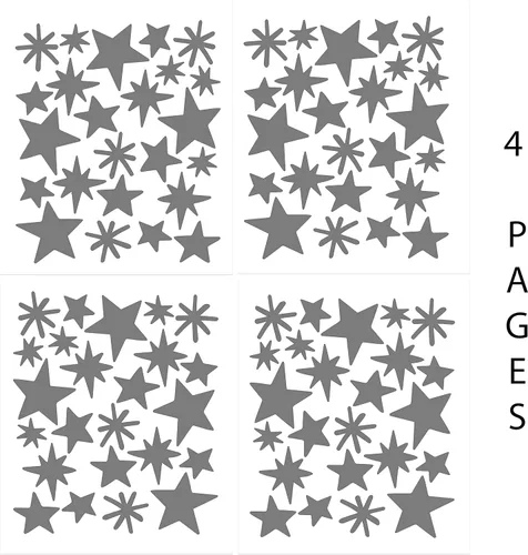 Vista 6 de Mix Stars Sky - Calcomanías de pared para niños, habitación de bebé, cuarto de bebé y sala de estar. 96 piezas calcomanías adhesivas de vinilo